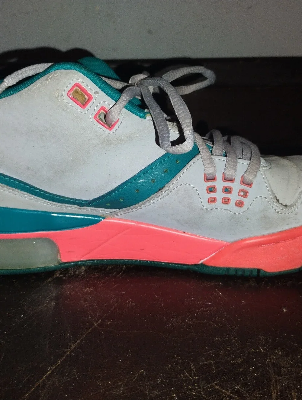 Nike Air Jordan Flight Club 90s Youth Size 7Y White Teal Orange Basketball Sneak